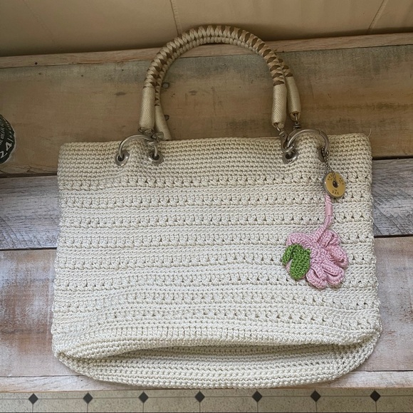 The Sak Crochet Handbag with Pink Flower Key Fob​ - Picture 10 of 10